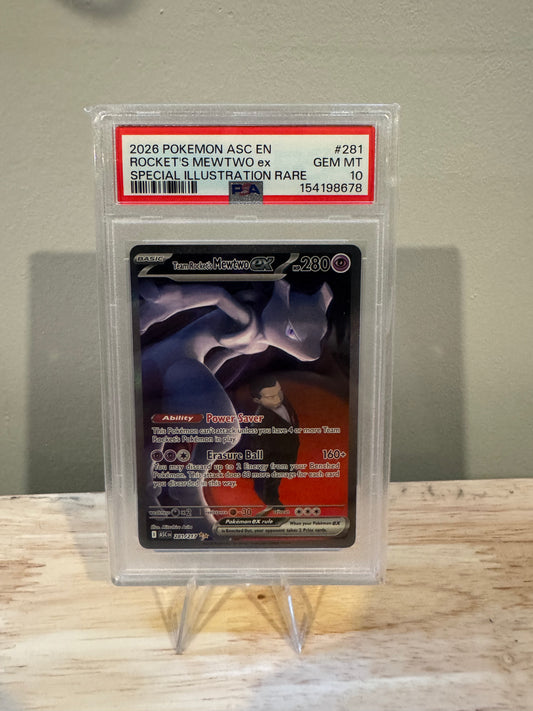 2026 POKEMON ASC EN-ASCENDED HEROES #281 TEAM ROCKET'S MEWTWO EX PSA 10